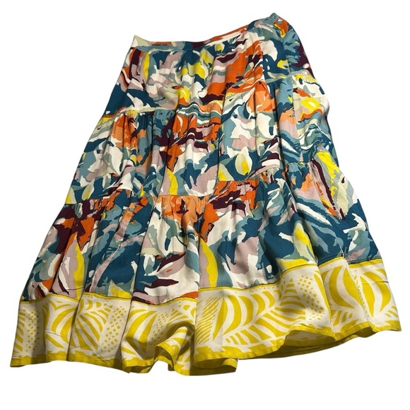 Soft Surroundings Kara Floral Midi Tiered Tropical Flowy Abstract Skirt Sz Med - Picture 6 of 12